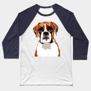 Boxer Dog Vector Style Cartoon Portrait Baseball T-Shirt